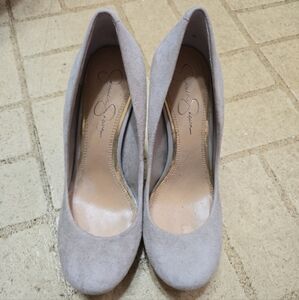 Jessica simpson light grey suede heels